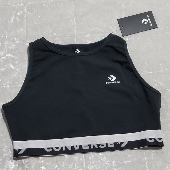 Converse Black Crop Top/ Sports Bra - Picture 1 of 5